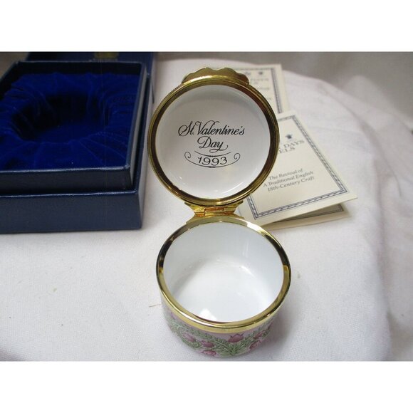 Enamel Box Halcyon Days St. Valentines Day 1993 Snuff Pill Jewelry lovers - Picture 4 of 7